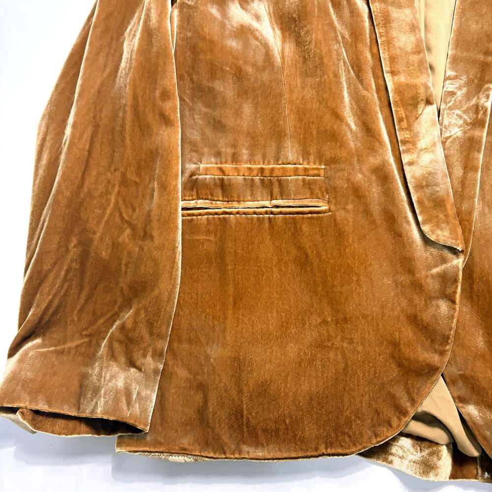 Garnet Hill Silk Blend Velvet Blazer Pants Set Golden Brown 18 XL NWOT - Picture 6 of 13